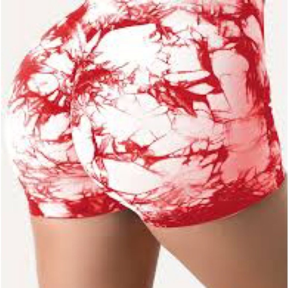 Vibrant Red and White Women's Bike Shorts